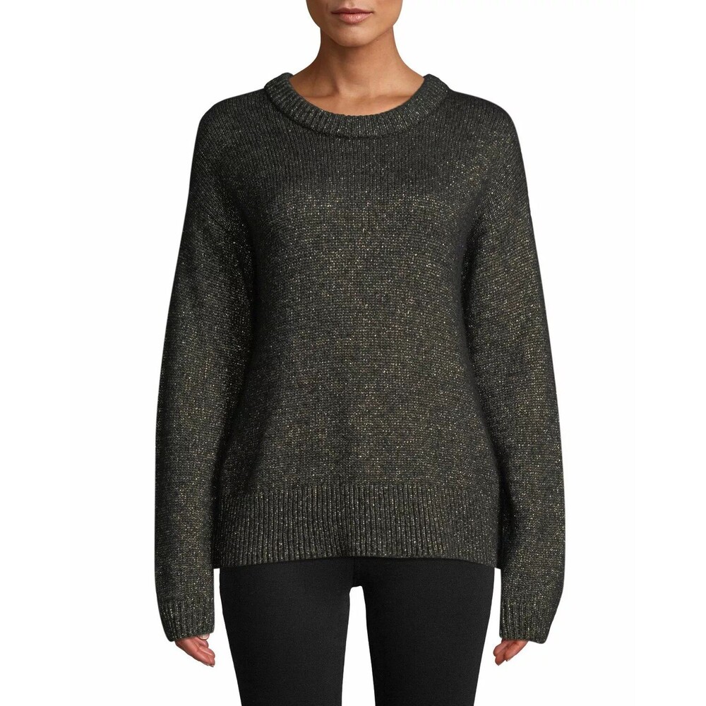 A.L.C. Womens Sweater Gray Bowen Merino Wool Alpaca Knit Metallic Pullover Small